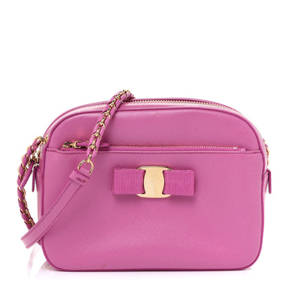 Salvatore Ferragamo Saffiano Lydia Bow Camera Bag Pink 1 of 9