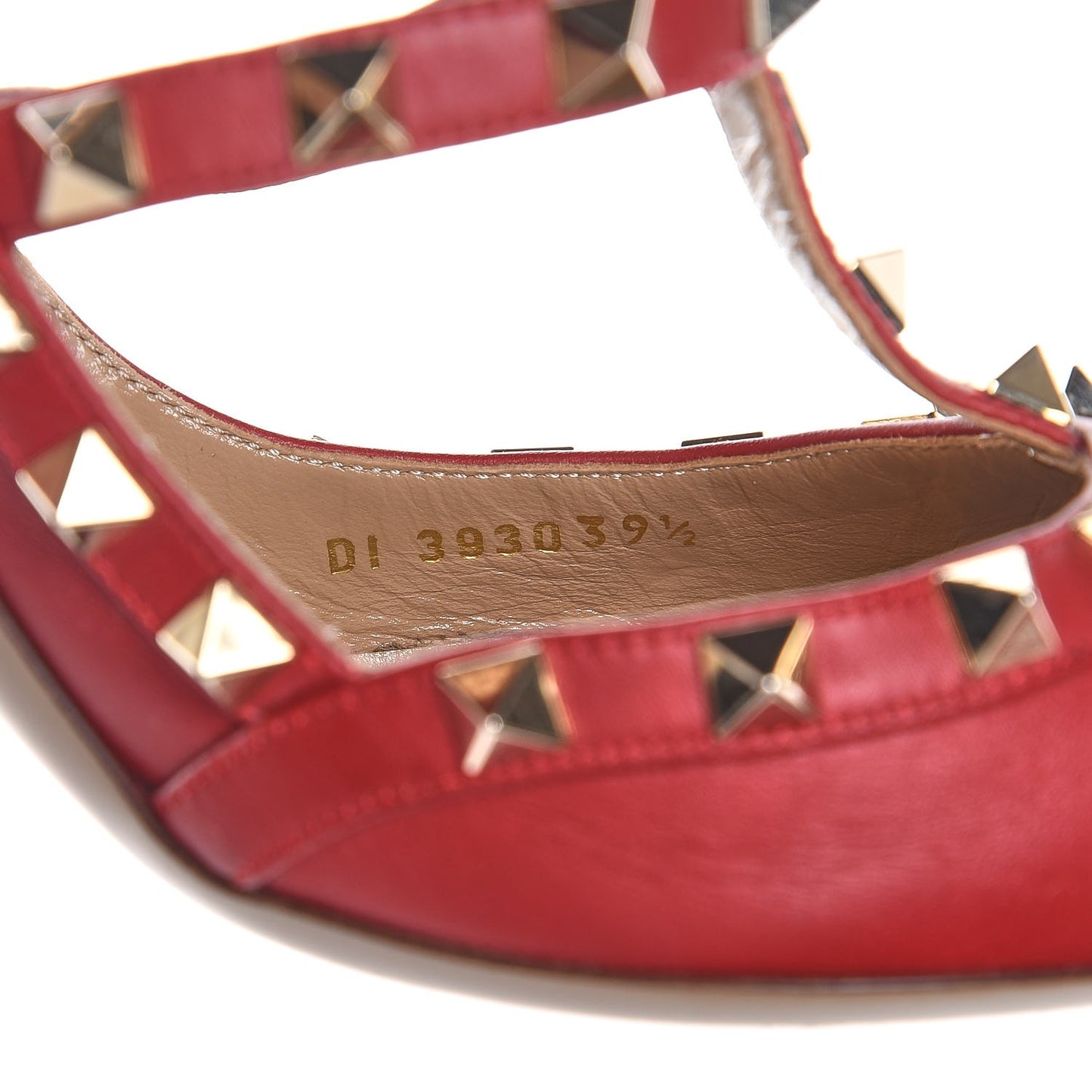 Nappa Rockstud Ankle Strap Pumps 39.5 Red