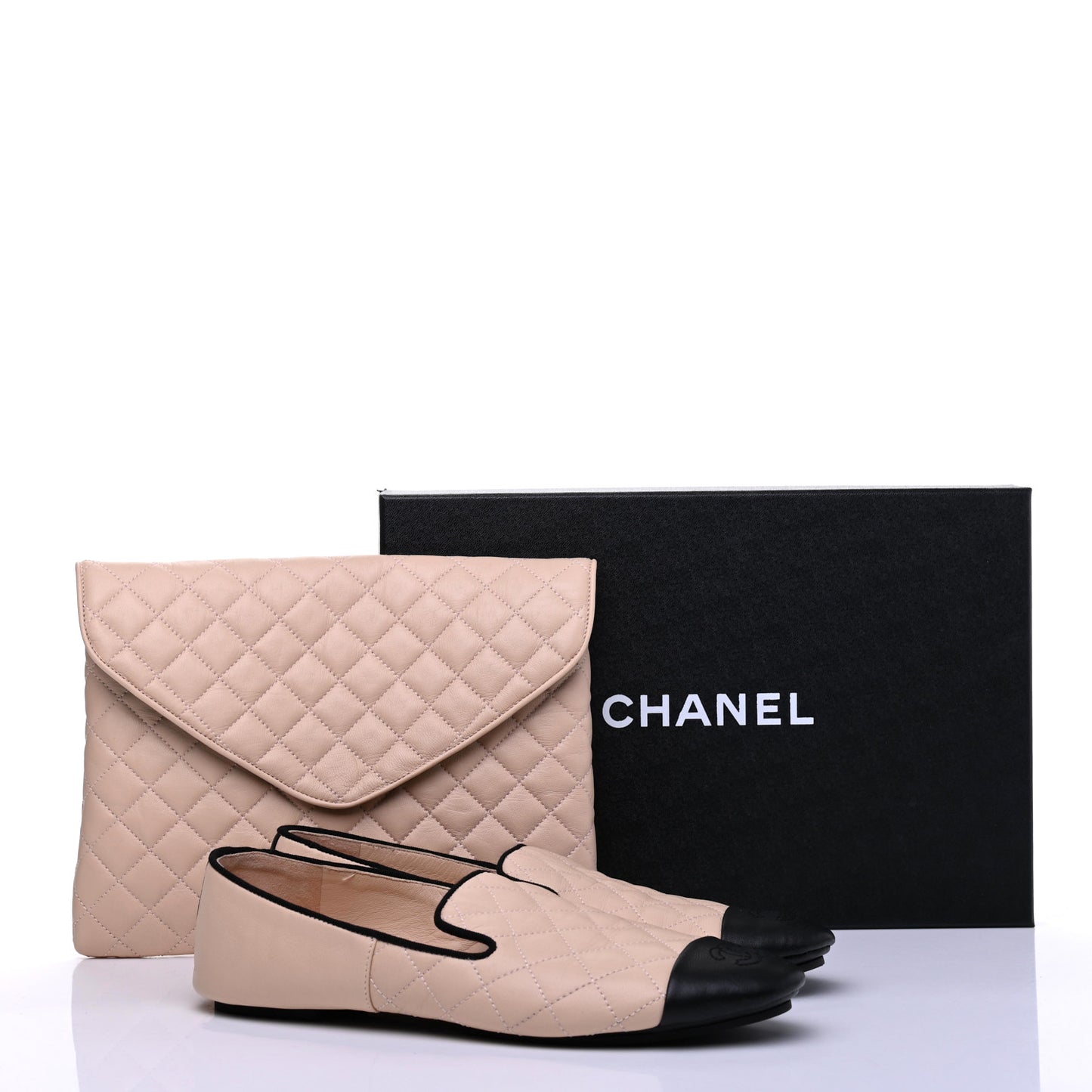 Lambskin Quilted Cap Toe Slipper With Pouch 37 Pink Black