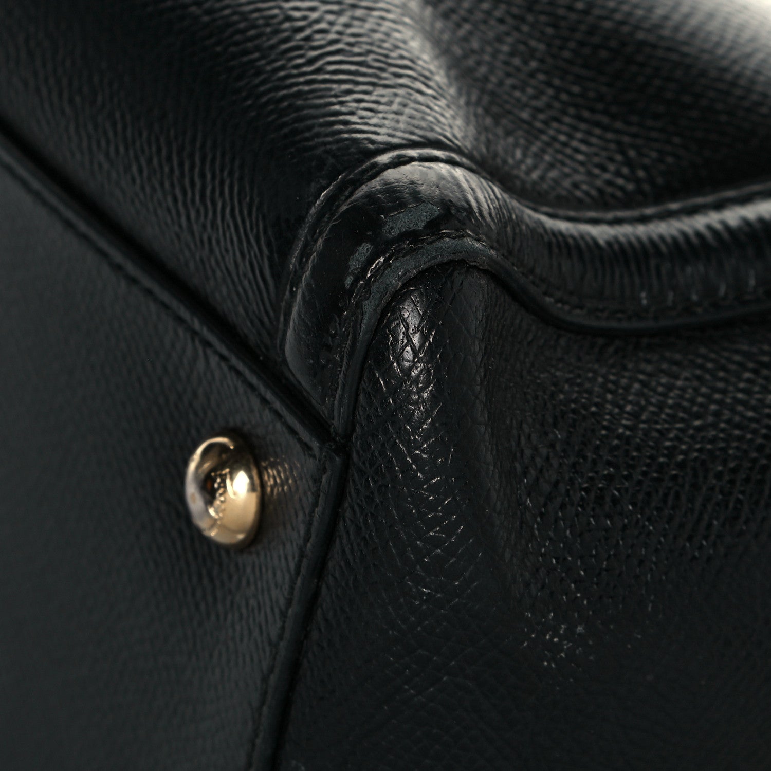 Salvatore Ferragamo Hammered Calfskin Vara Bow Chain Tote Black 9 of 23