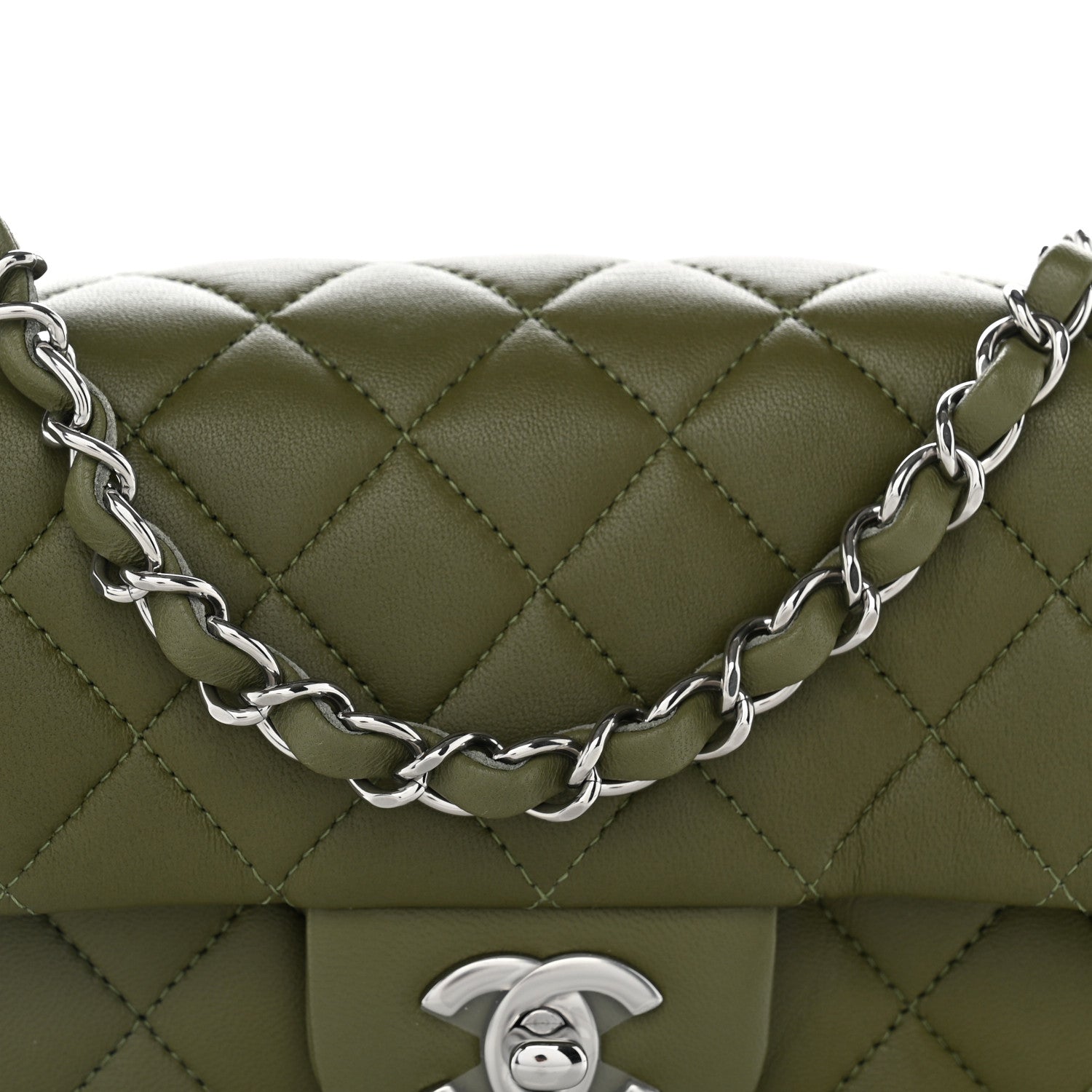 Chanel Lambskin Quilted Mini Rectangular Flap Green 8 of 10