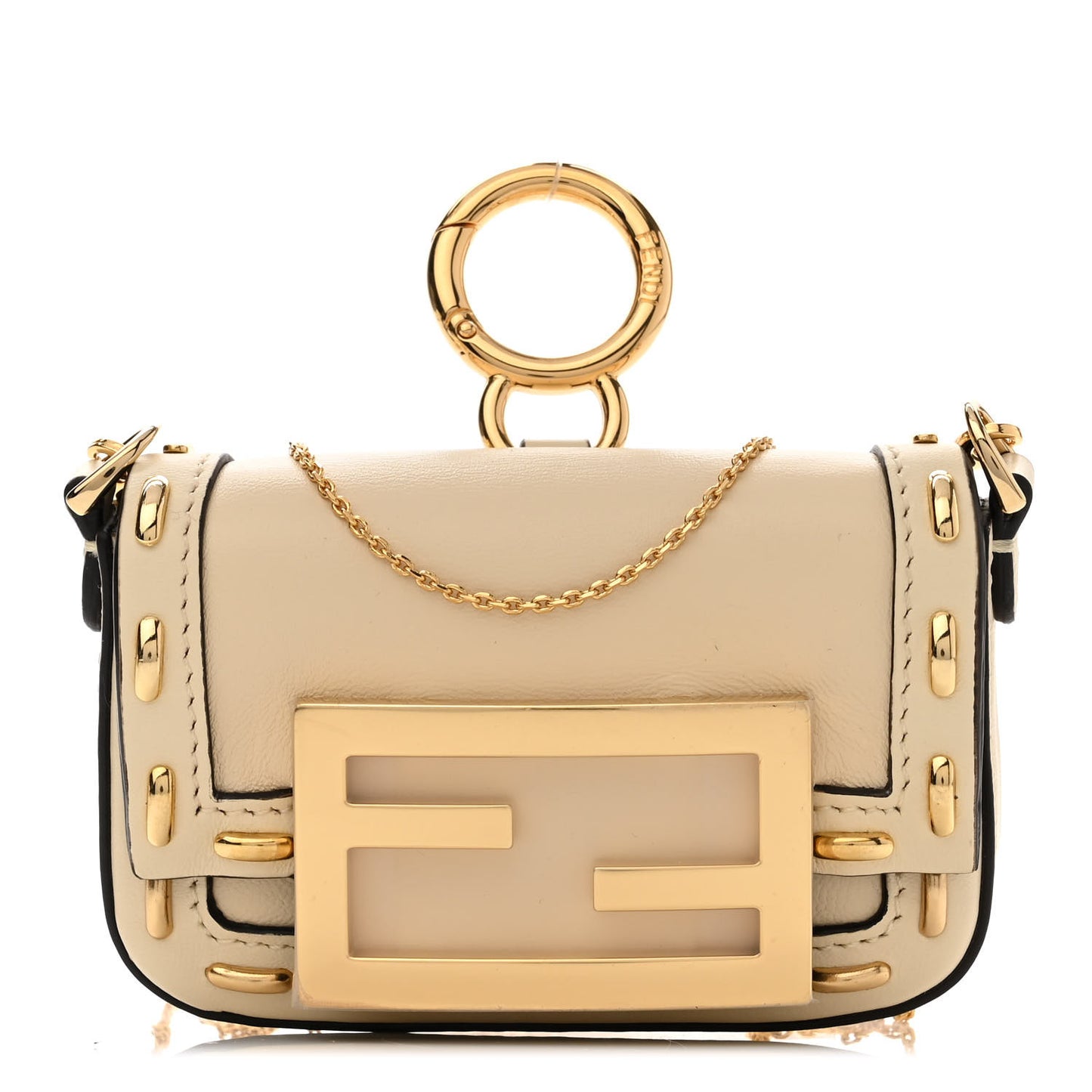 Nappa Vitello King Metal Stitch Nano Maxi Buckle Baguette Charm Pergamena