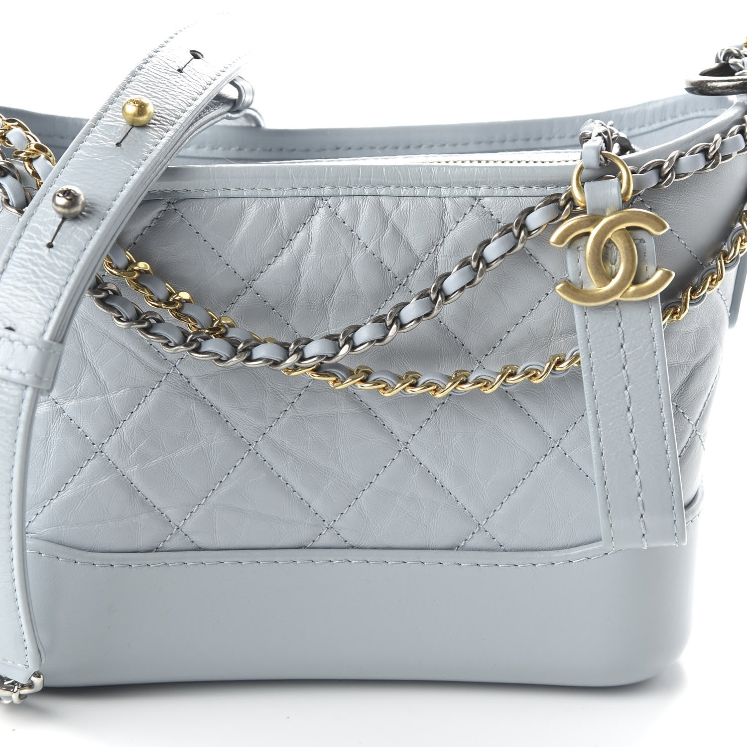 Chanel Aged Calfskin Quilted Small Gabrielle Hobo Light Blue 10 of 12