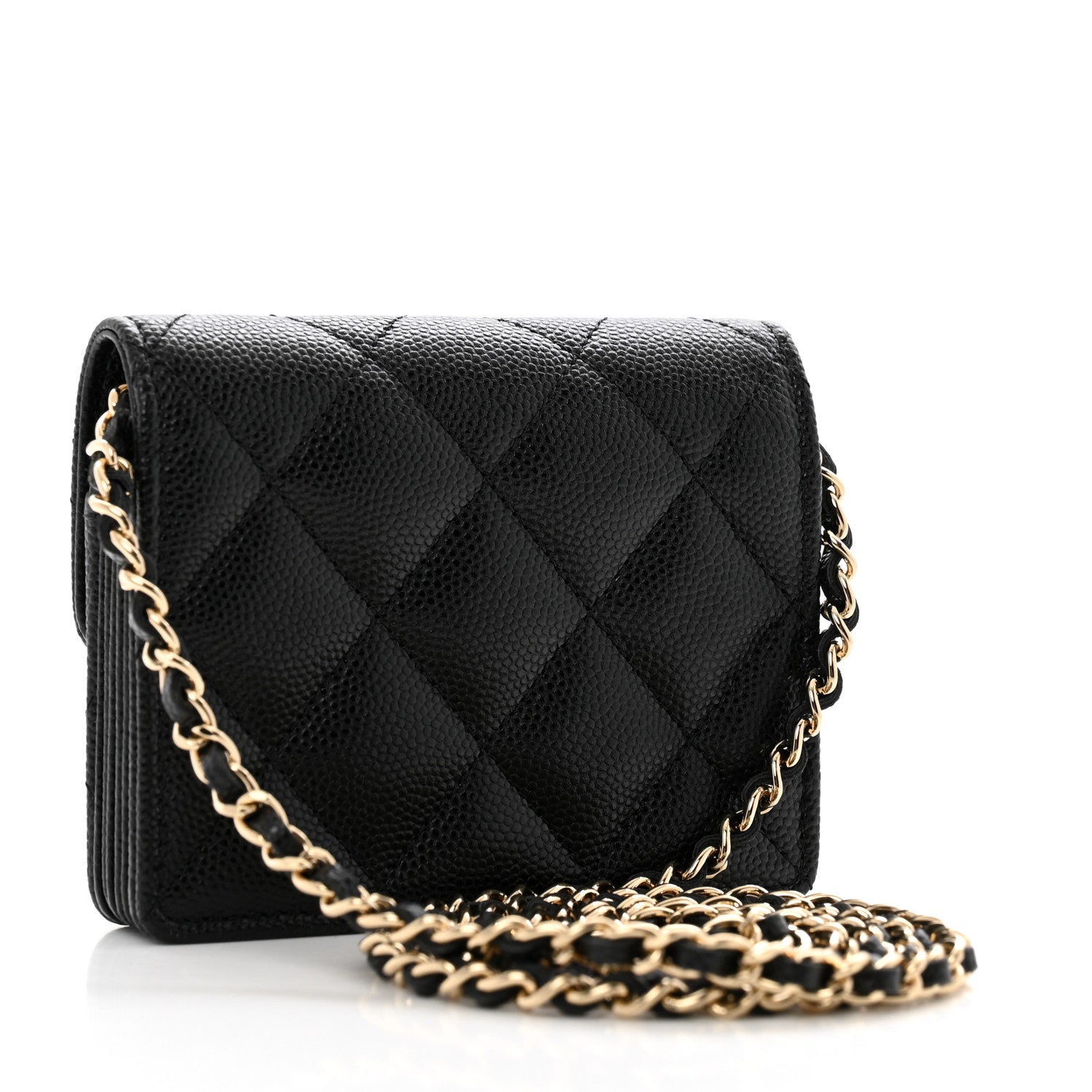 Chanel Caviar Quilted Flap Card Holder On Chain Black 3 of 11