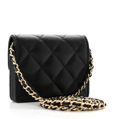 Chanel Caviar Quilted Flap Card Holder On Chain Black 3 of 11