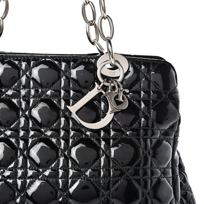 Christian Dior Patent Cannage Dior Soft Zipped Shopping Tote Black 7 of 12
