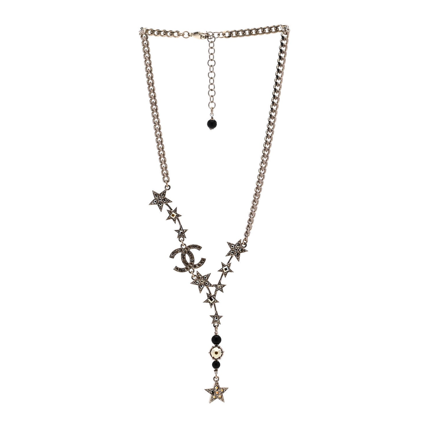 Crystal Pearl CC Star Necklace Gold Orange