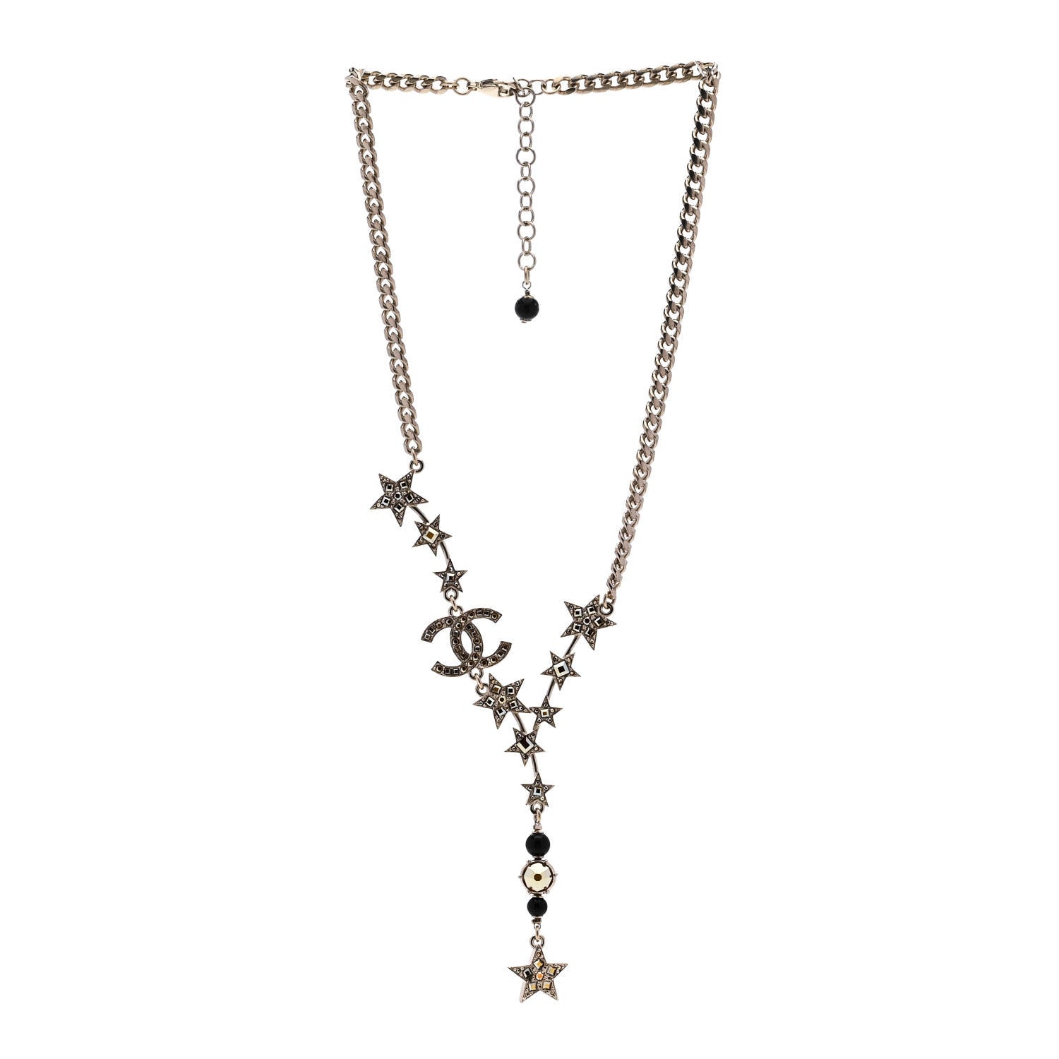 Chanel Crystal Pearl CC Star Necklace Gold Orange 3 of 6