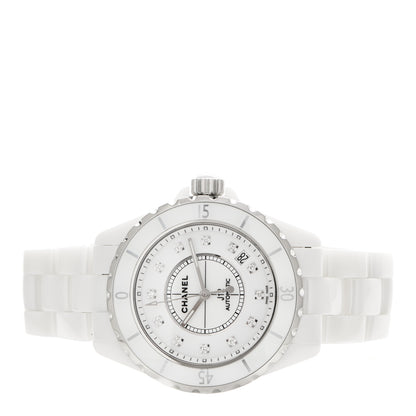 Chanel Stainless Steel Ceramic Diamond 38mm J12 Automatic Watch White 2 of 5