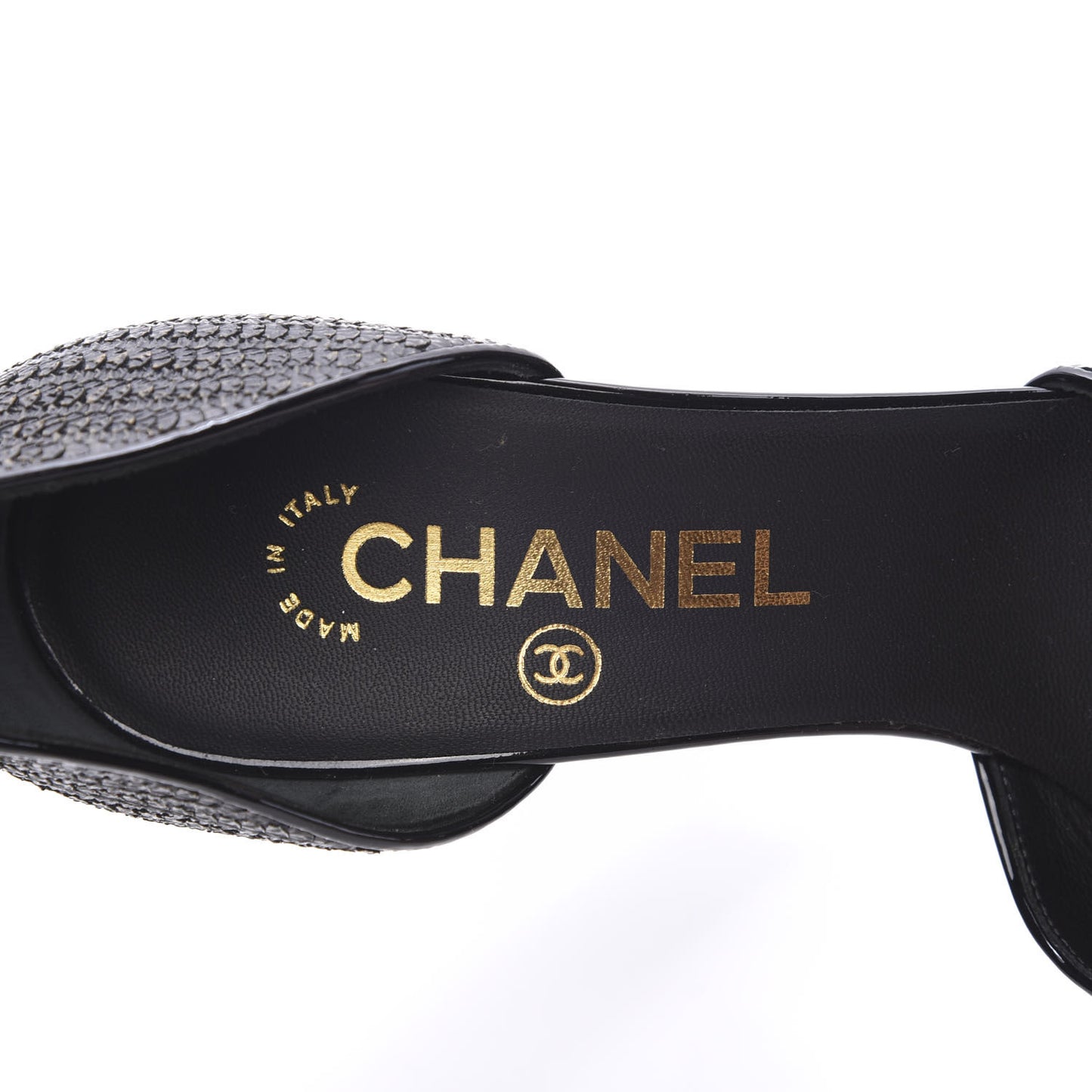 Patent Snakeskin Embossed Cap Toe d'Orsay Pumps 37 Black Multicolor