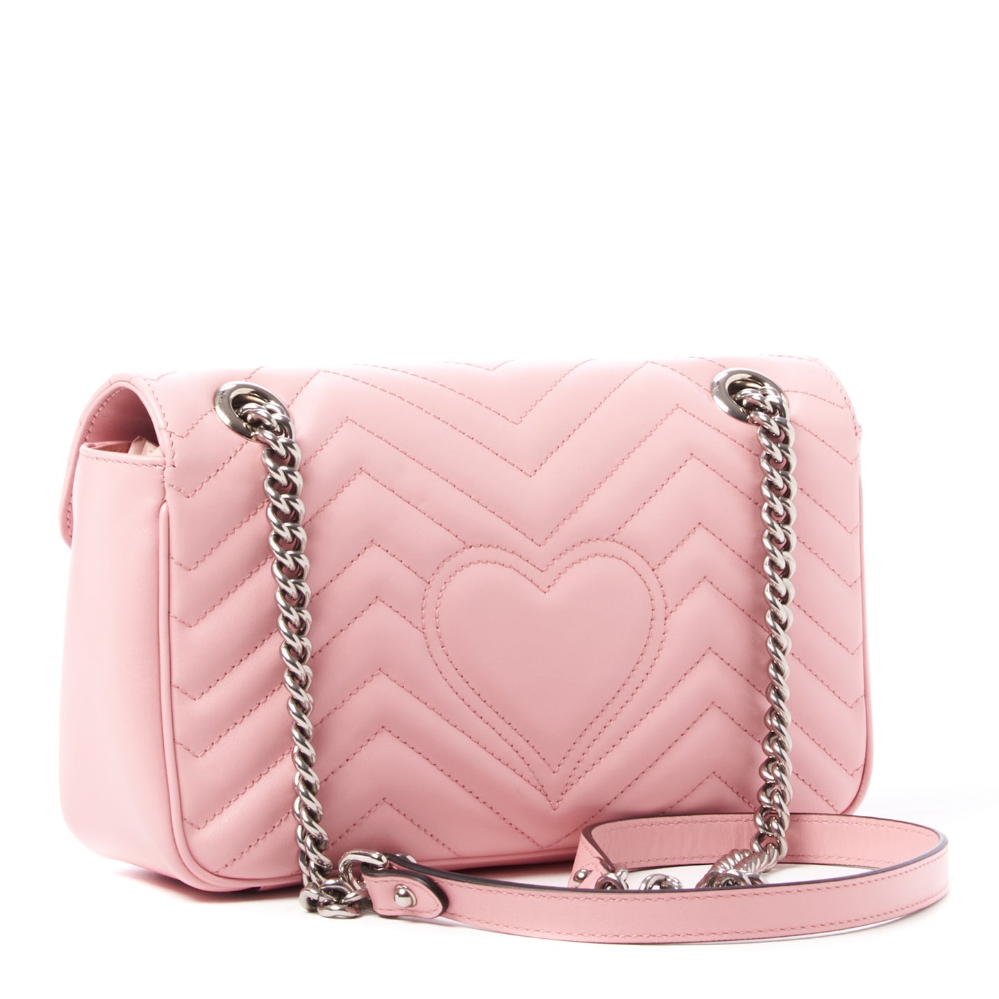 Calfskin Matelasse Small GG Marmont Shoulder Bag Wild Rose