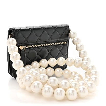 Chanel Calfskin Quilted Mini Maxi Pearls Wallet On Chain WOC Black 3 of 11