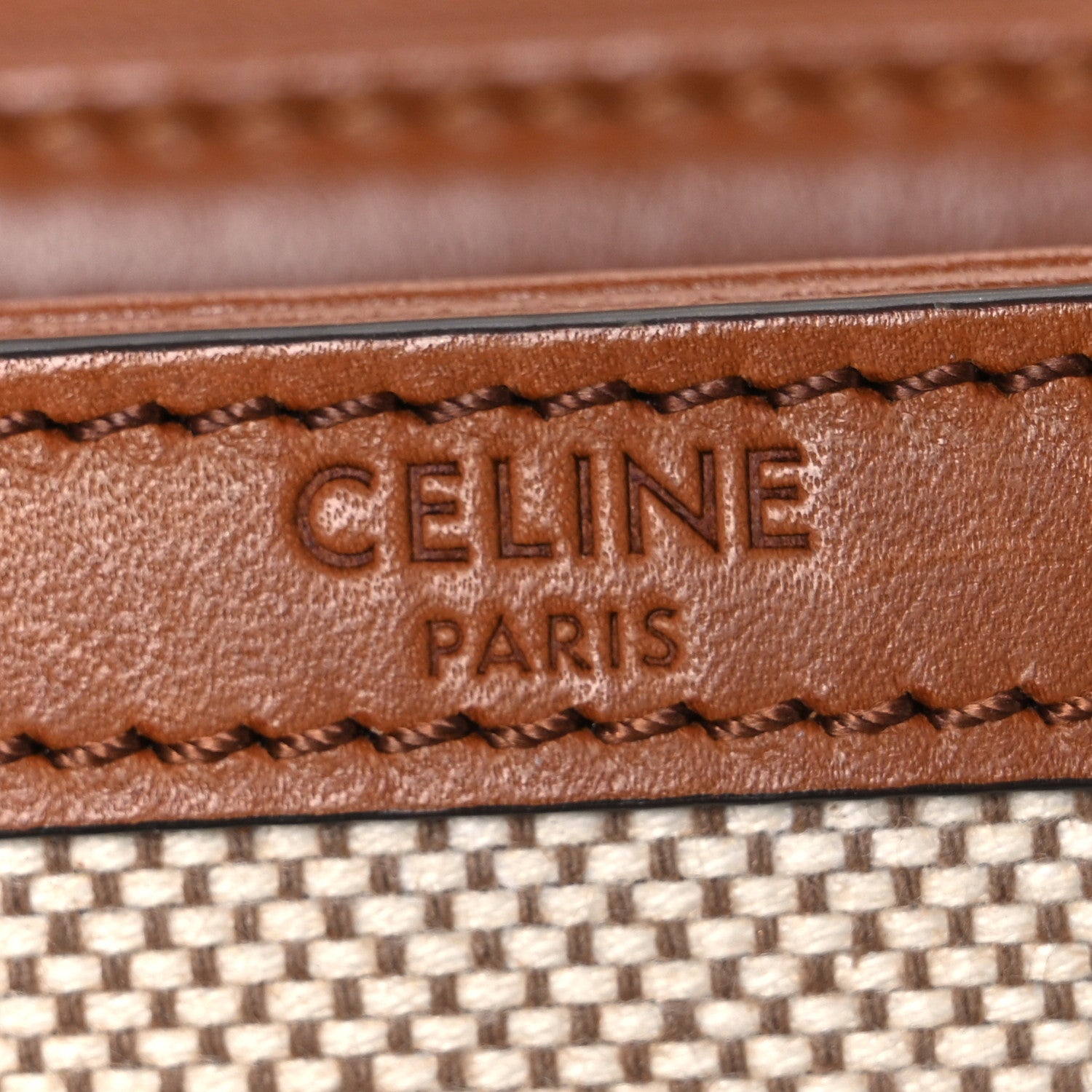 Celine Textile Natural Calfskin Teen Triomphe White Tan 6 of 13