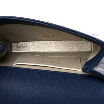 Chanel Grained Calfskin Embroidered Captain Gold Flap Belt Bag Navy 4 of 9