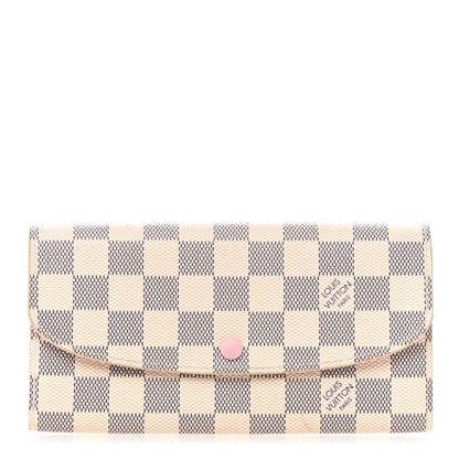 Louis Vuitton Damier Azur Emilie Wallet Rose Ballerine 1 of 10