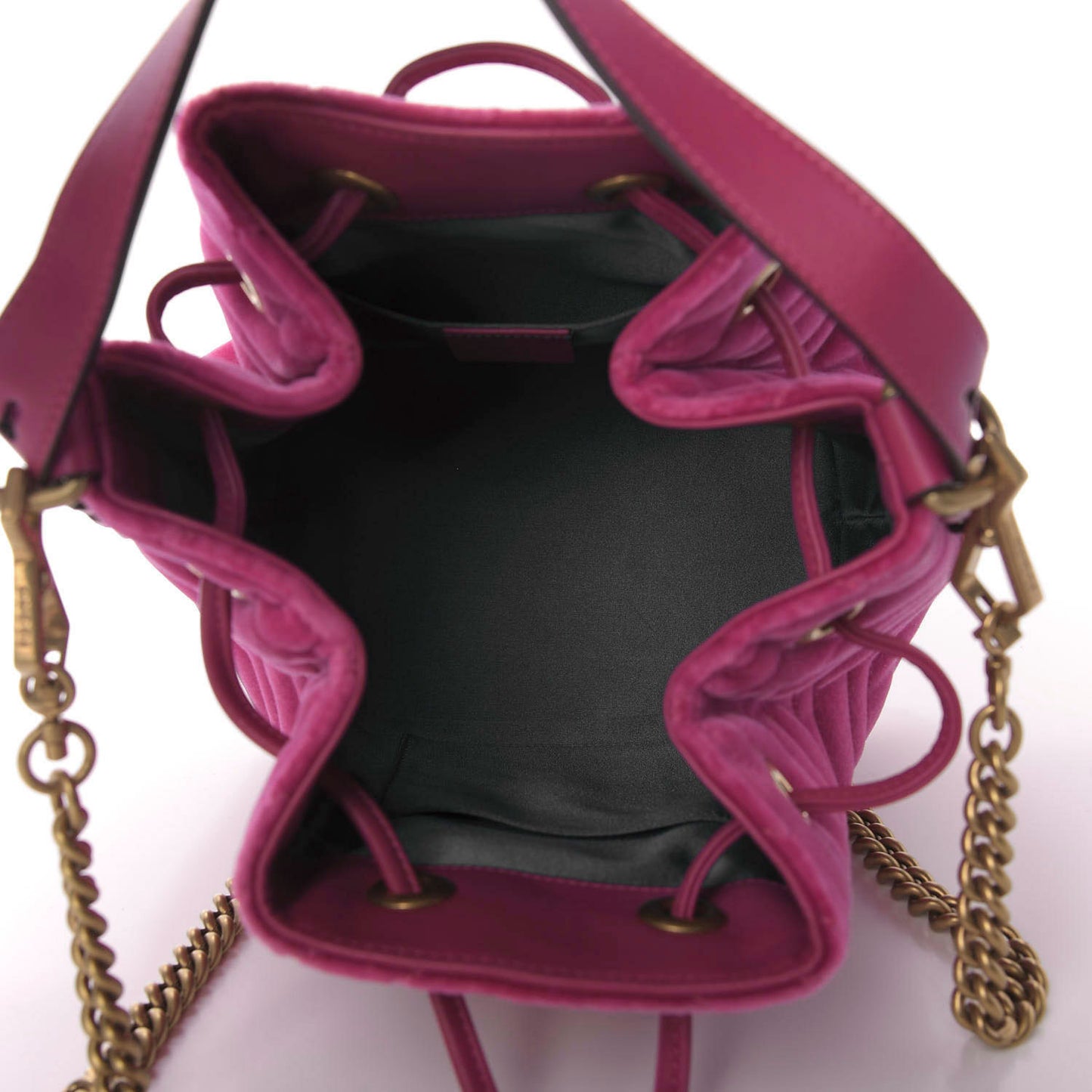 Velvet Matelasse GG Marmont Bucket Bag Light Raspberry Rose