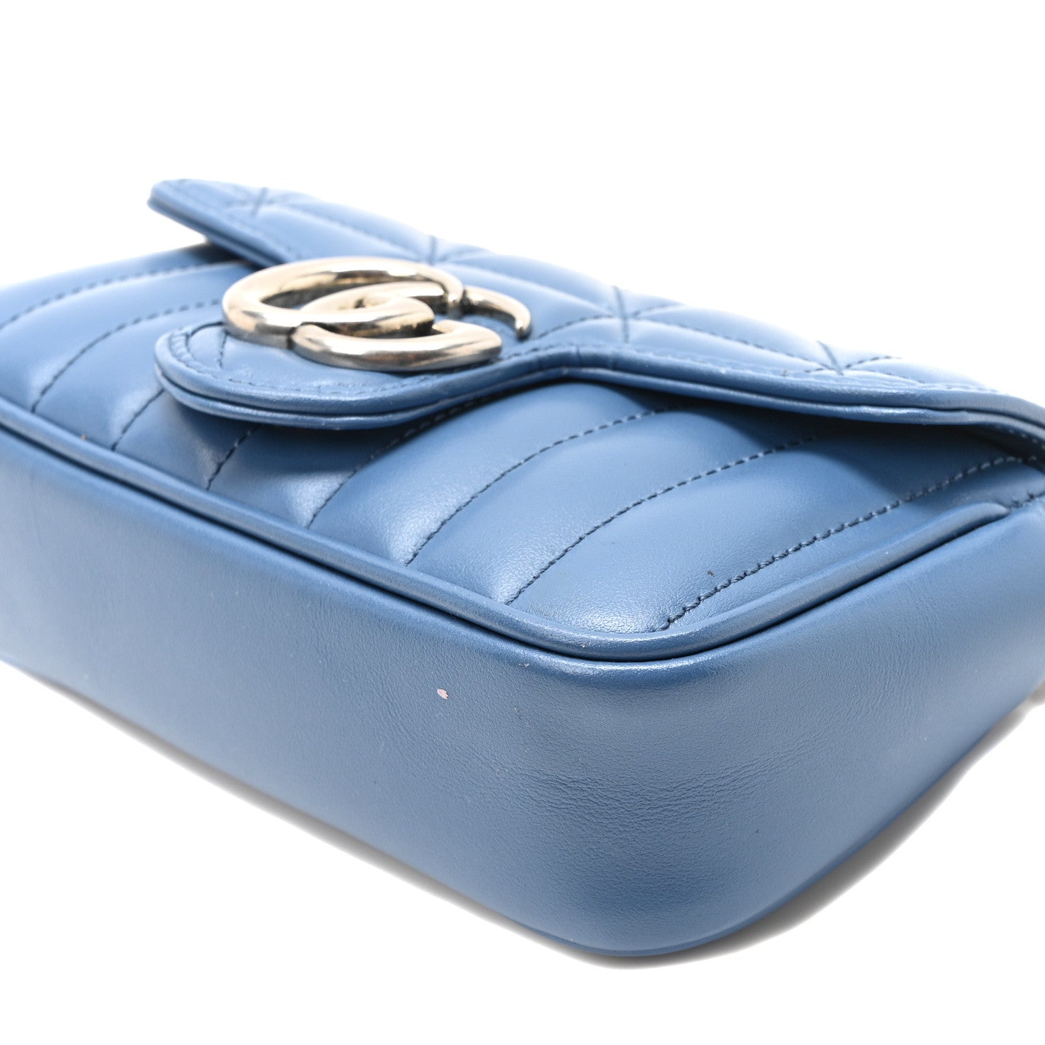 Gucci Calfskin Matelasse Aria Super Mini GG Marmont Shoulder Bag Clear Blue 10 of 11