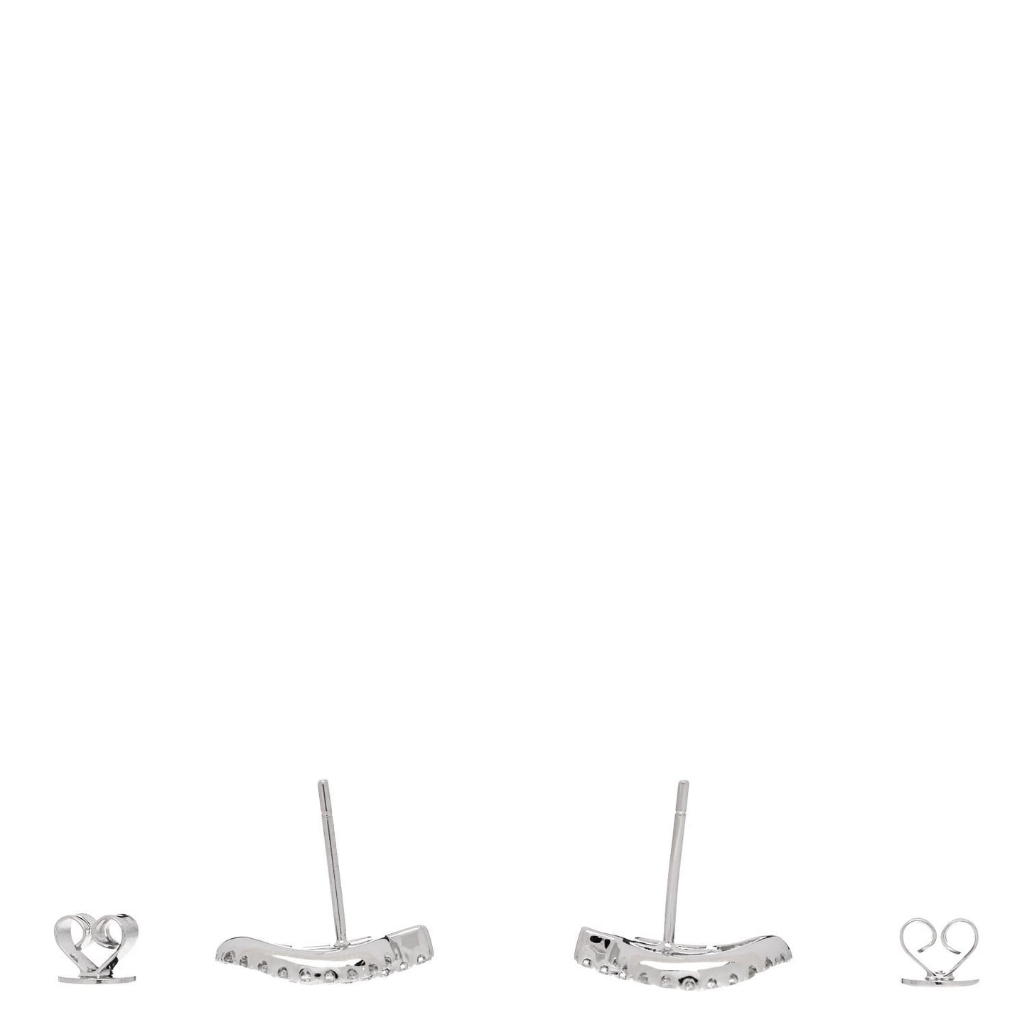 18K White Gold Diamond Small Leaf Stud Earrings