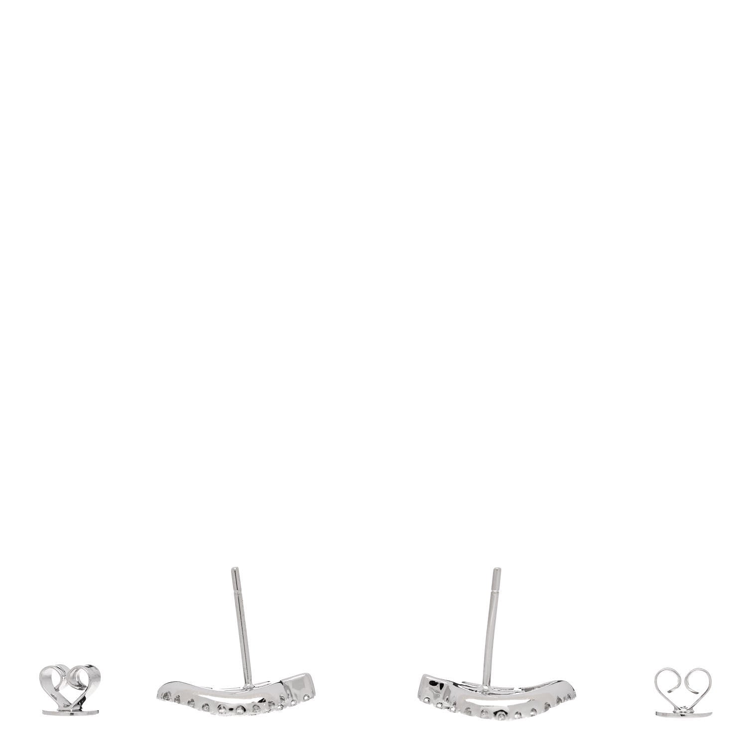 Anita Ko 18K White Gold Diamond Small Leaf Stud Earrings 3 of 4