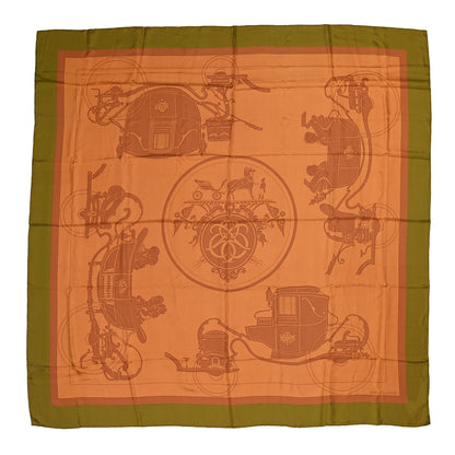Hermes Silk Dip Dye Ex Libris Shawl 140 Rouille Bronze 1 of 5