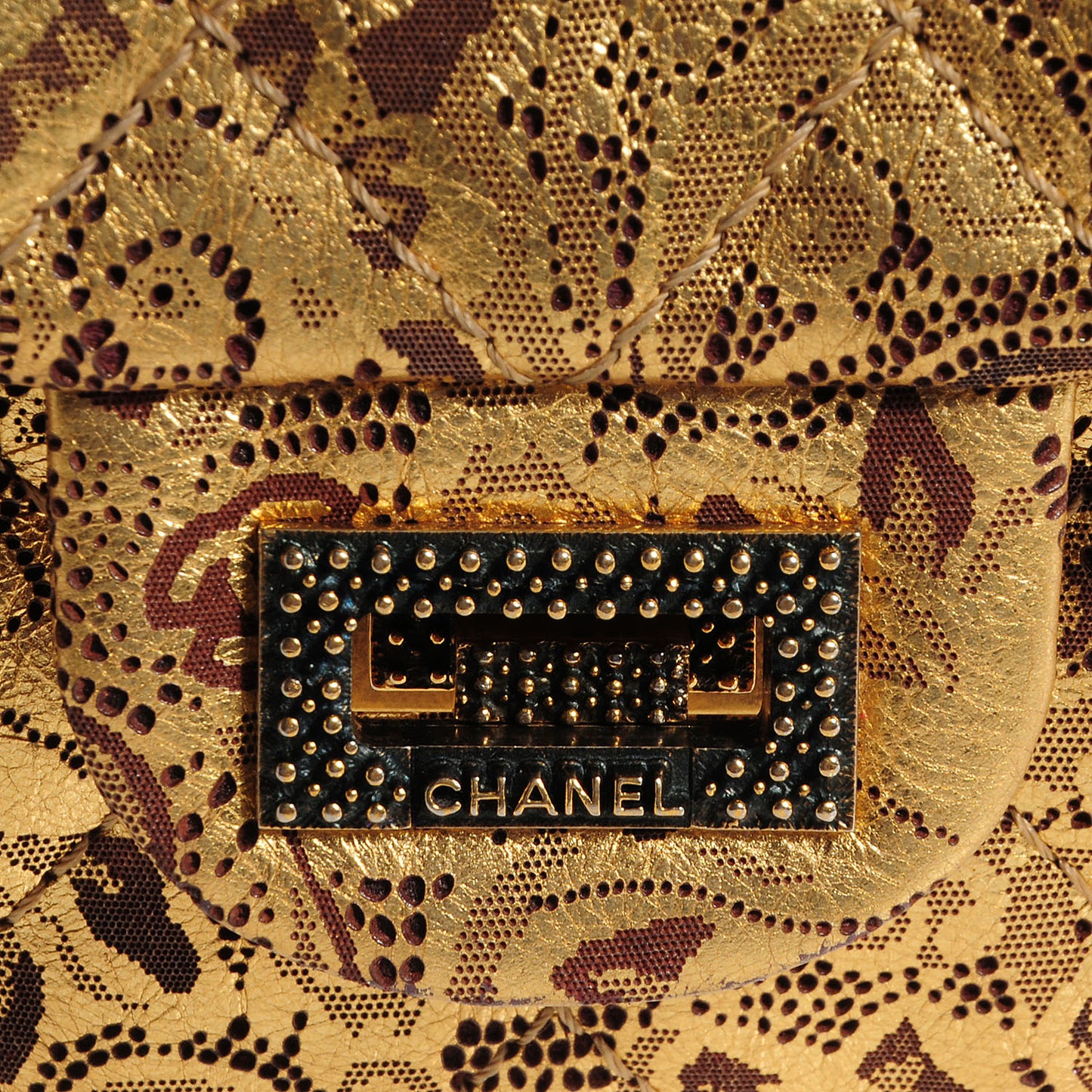 Buffalo Leather Hand Painted Lace 2.55 Reissue 226 Flap Gold
