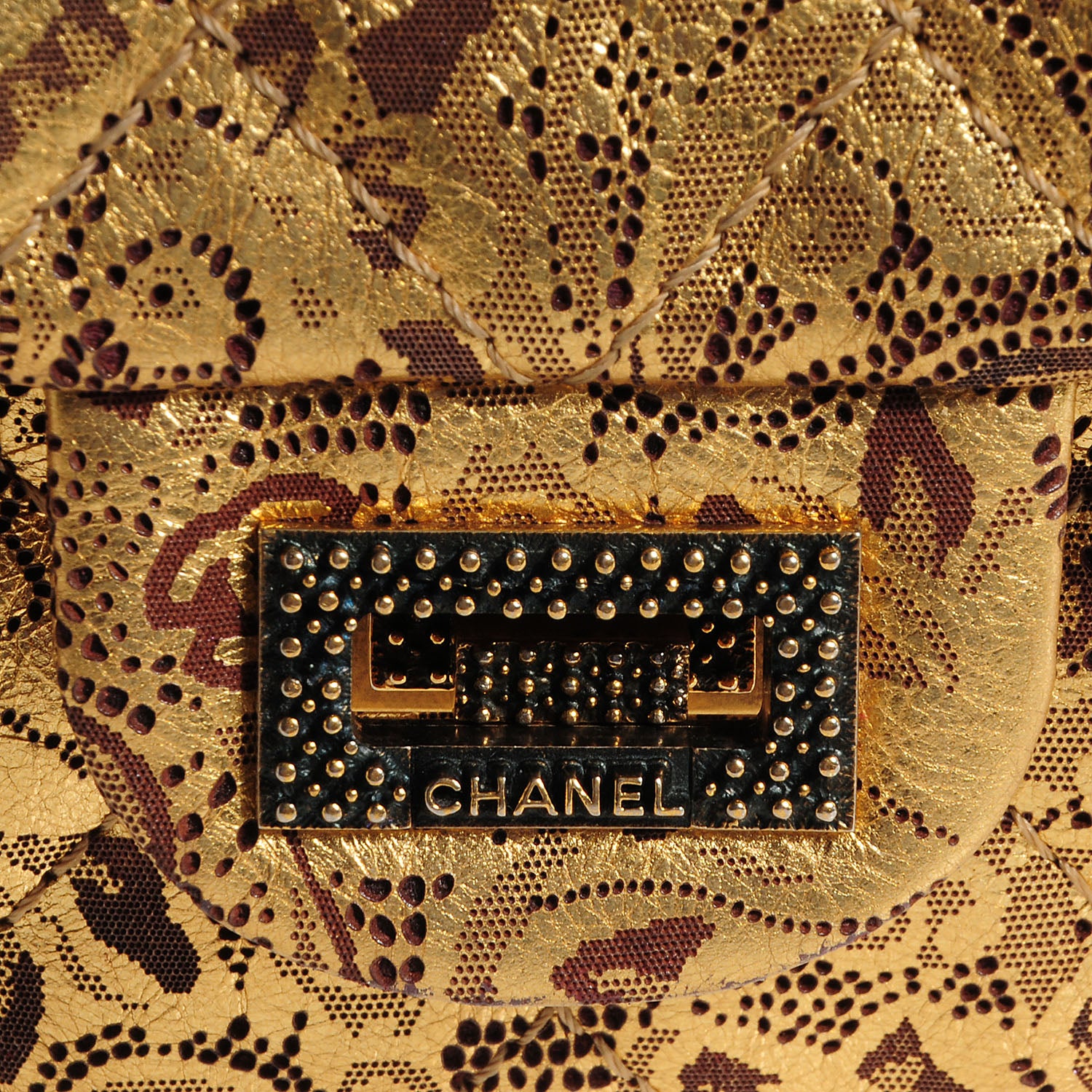 Chanel Buffalo Leather Hand Painted Lace 2.55 Reissue 226 Flap Gold 8 of 8