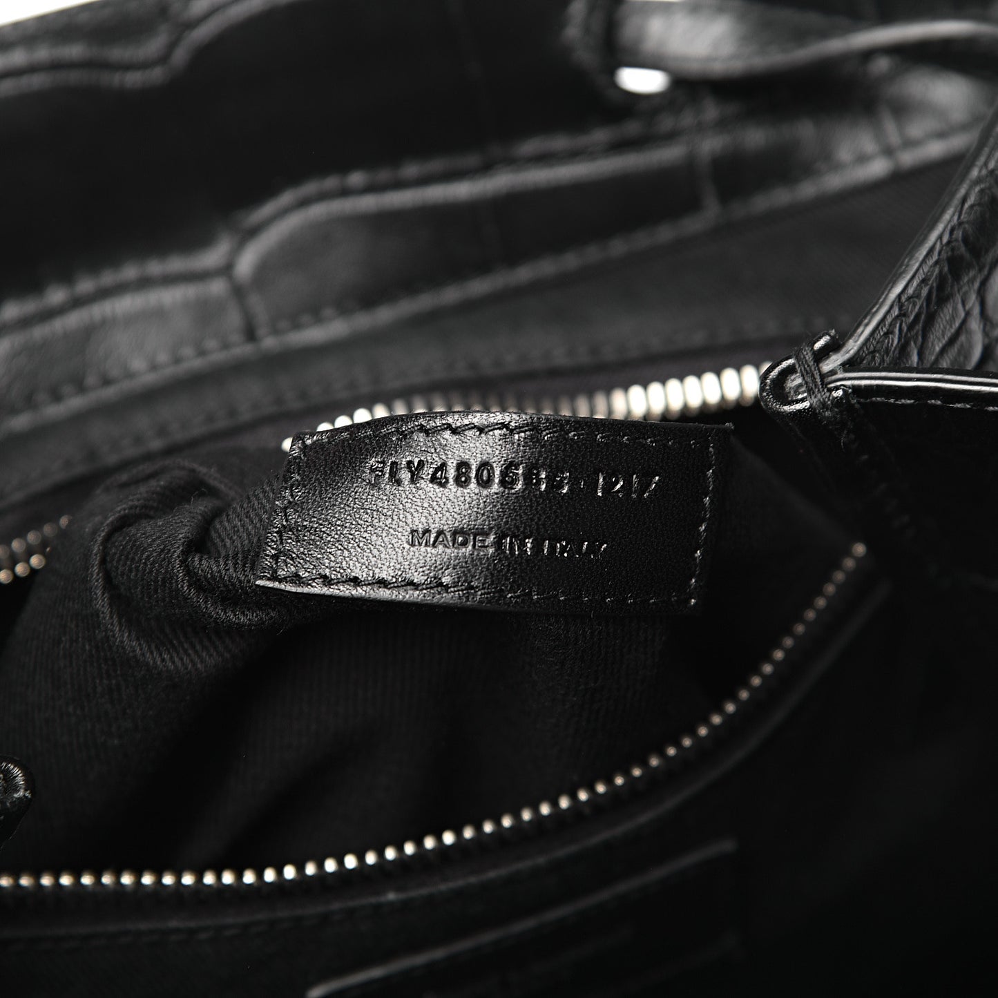 Calfskin Crocodile Embossed Sac De Jour Backpack Black