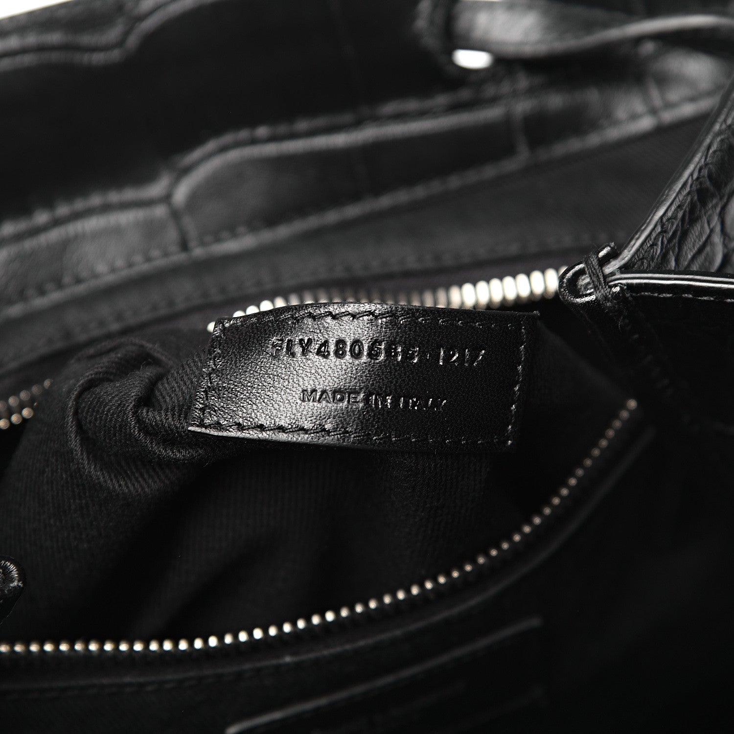 Saint Laurent Calfskin Crocodile Embossed Sac De Jour Backpack Black 7 of 11