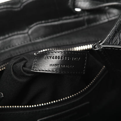 Saint Laurent Calfskin Crocodile Embossed Sac De Jour Backpack Black 7 of 11