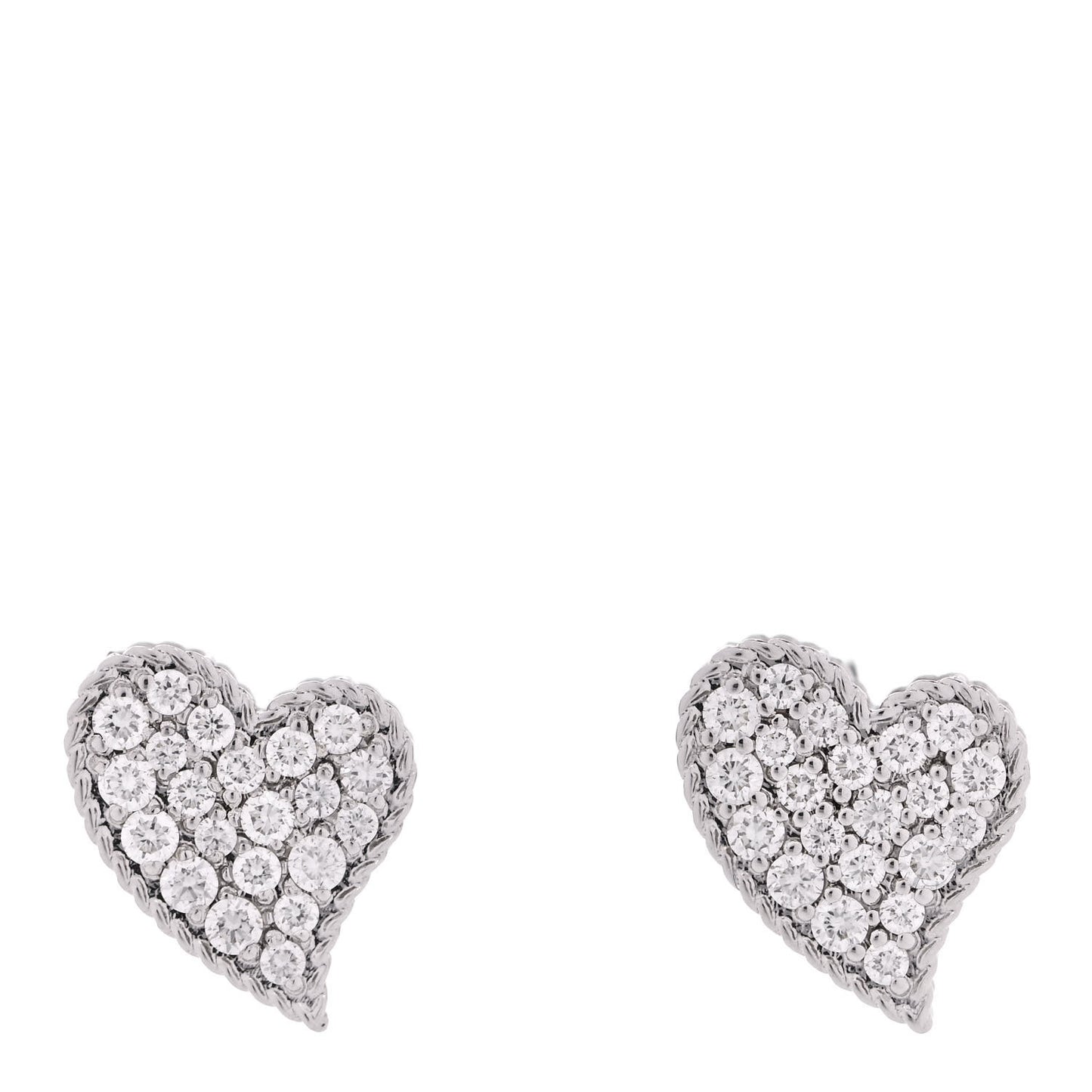 18K White Gold Diamond Tiny Treasures Heart Stud Earrings