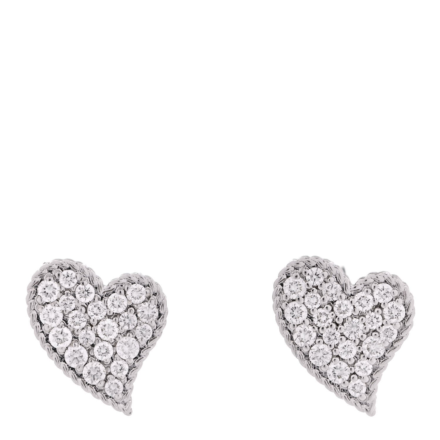 Roberto Coin 18K White Gold Diamond Tiny Treasures Heart Stud Earrings 1 of 7