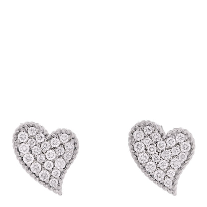 Roberto Coin 18K White Gold Diamond Tiny Treasures Heart Stud Earrings 1 of 7