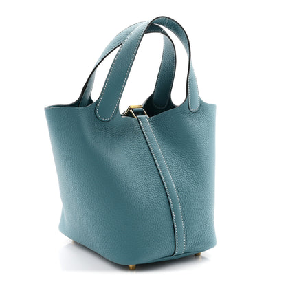 Hermes Taurillon Clemence Picotin Lock 18 PM New Blue Jean 3 of 11