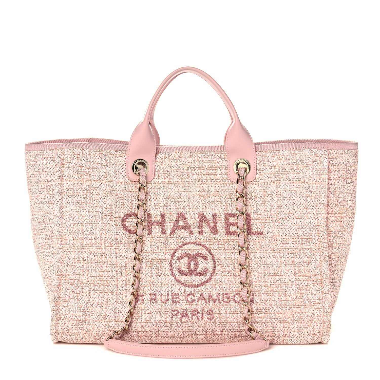 Chanel Lurex Boucle Deauville Medium Tote Pink 1 of 12