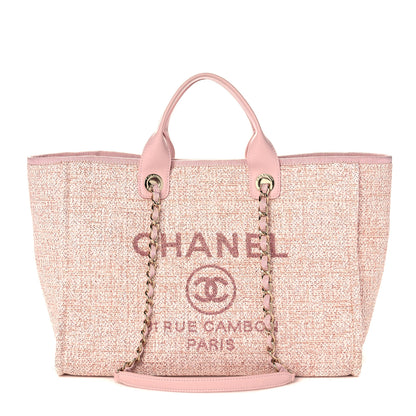 Chanel Lurex Boucle Deauville Medium Tote Pink 1 of 12
