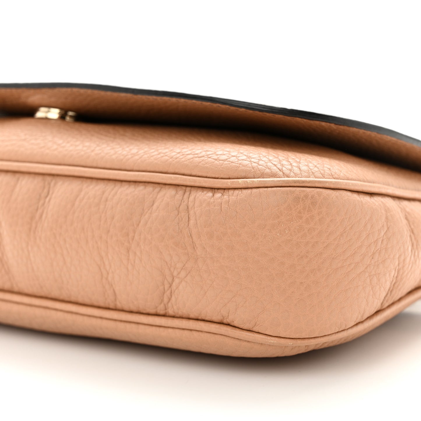 Pebbled Calfskin Medium Soho Flap Crossbody Camelia