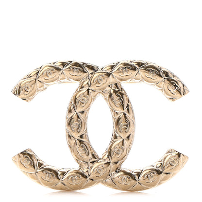 Chanel Metal CC Diamond Quilted Brooch Light Gold 1 of 5