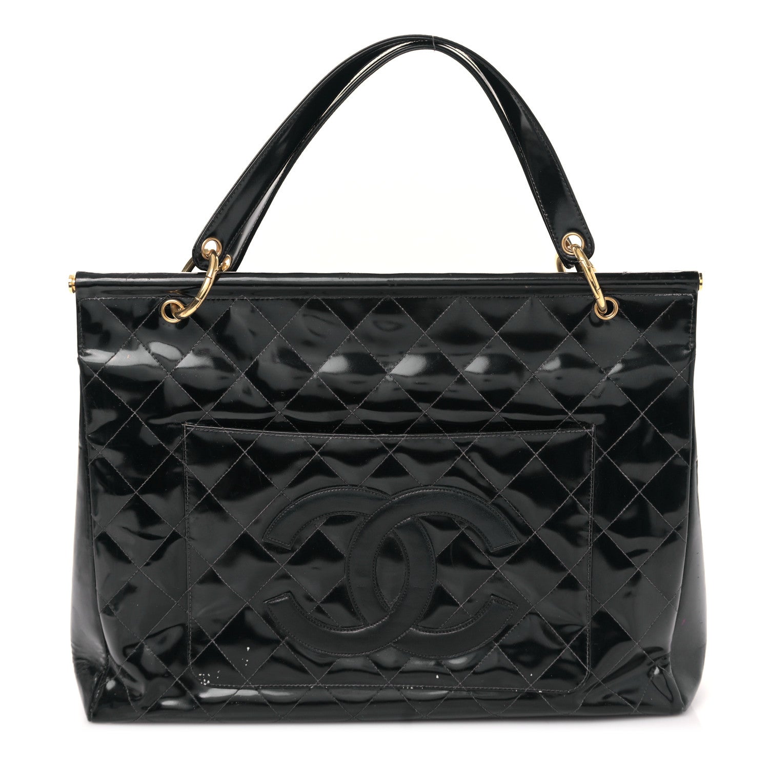 Chanel Patent Quilted Shopping Tote Black 1 of 10