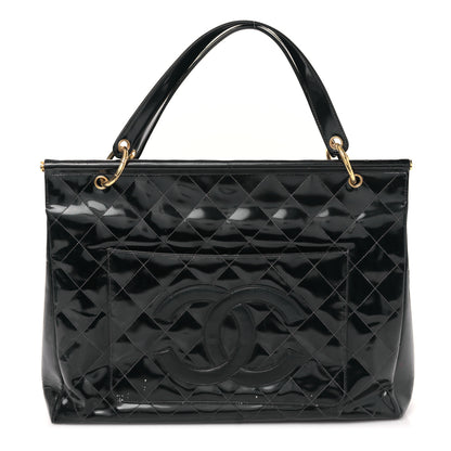 Chanel Patent Quilted Shopping Tote Black 1 of 10