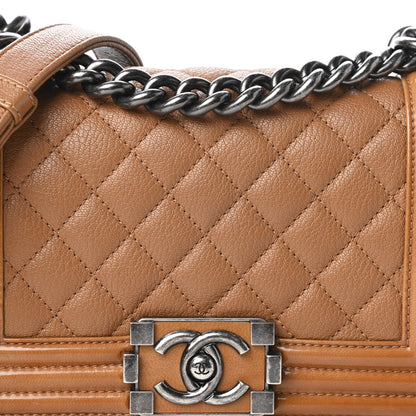 Chanel Goatskin Quilted Patent Small Duo Boy Flap Tan 10 of 10