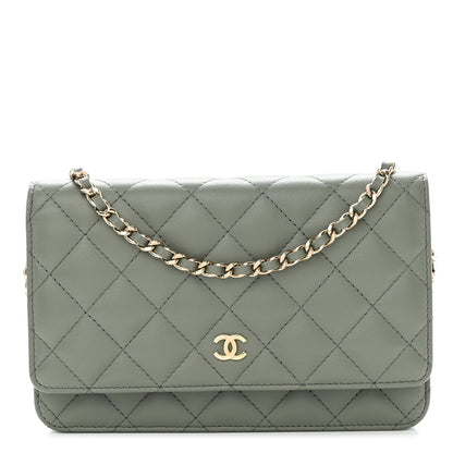 Chanel Lambskin Quilted Wallet On Chain WOC Green 1 of 11