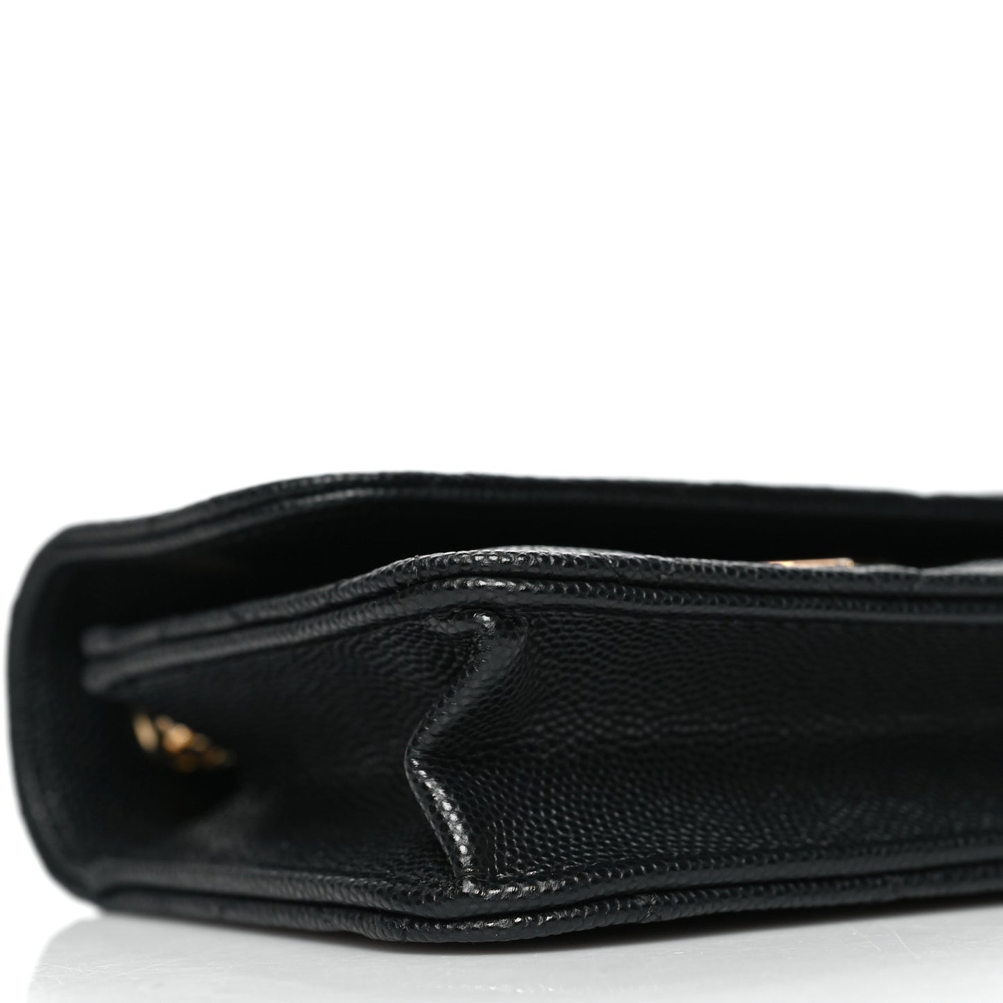 Caviar Quilted Enamel Coco Casino Flap Phone Holder With Chain Black