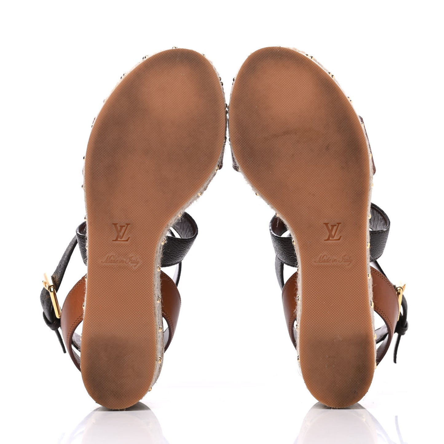 Monogram Calfskin Studded Wedge Sandals 39