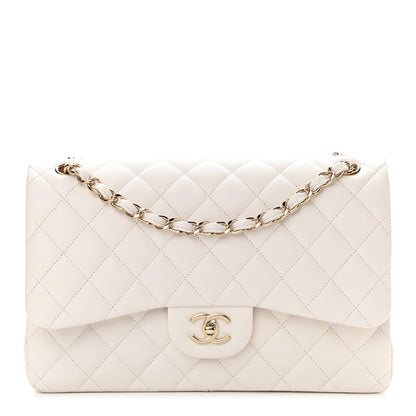 Chanel Caviar Quilted Jumbo Double Flap White 1 of 11