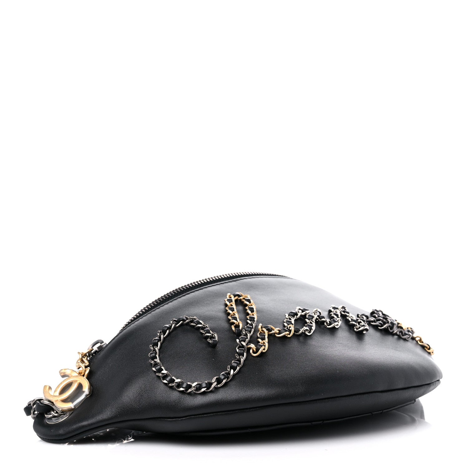 Chanel Calfskin Chain 20s Signe Waist Bag Black 4 of 10