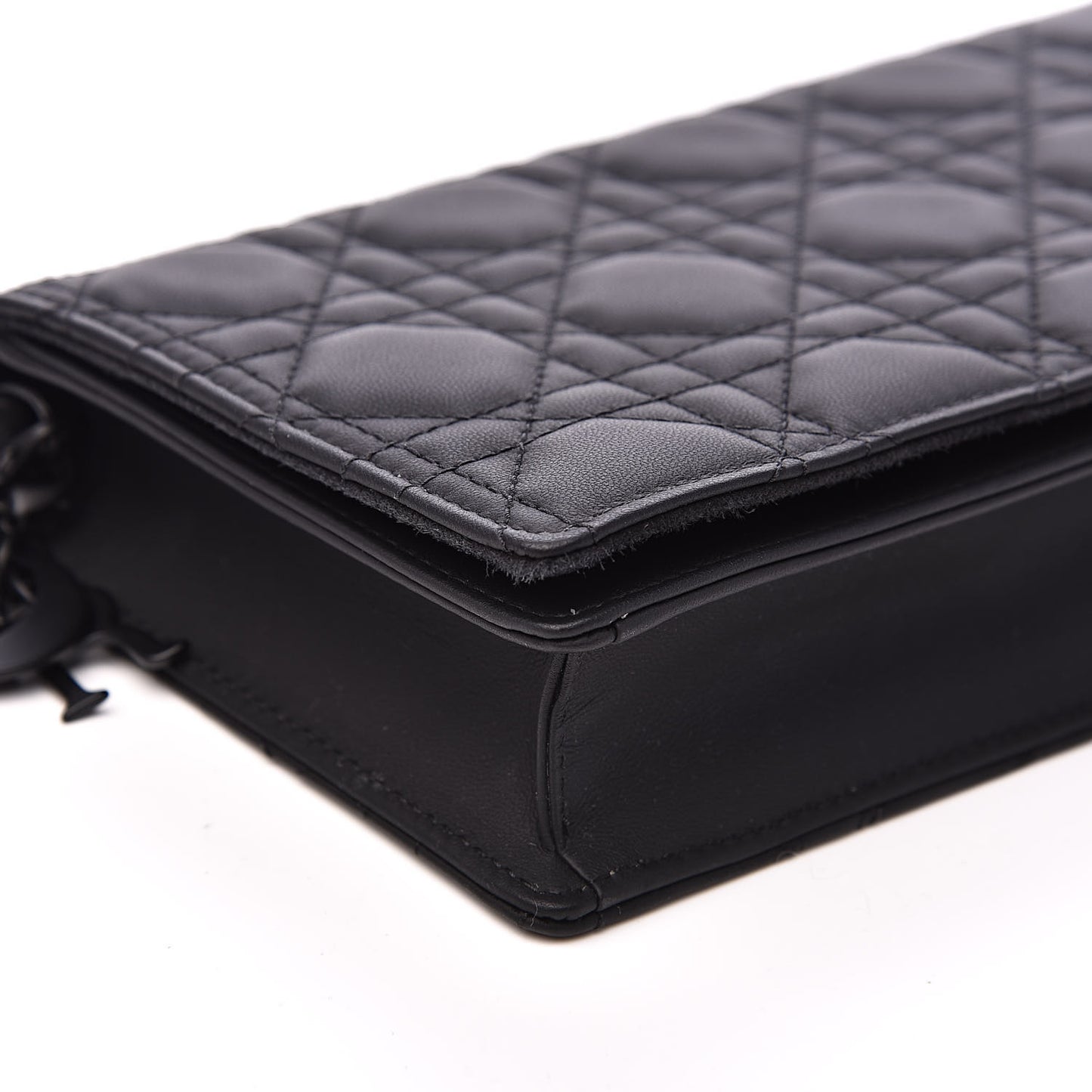 Ultra Matte Calfskin Cannage Lady Dior Clutch Black