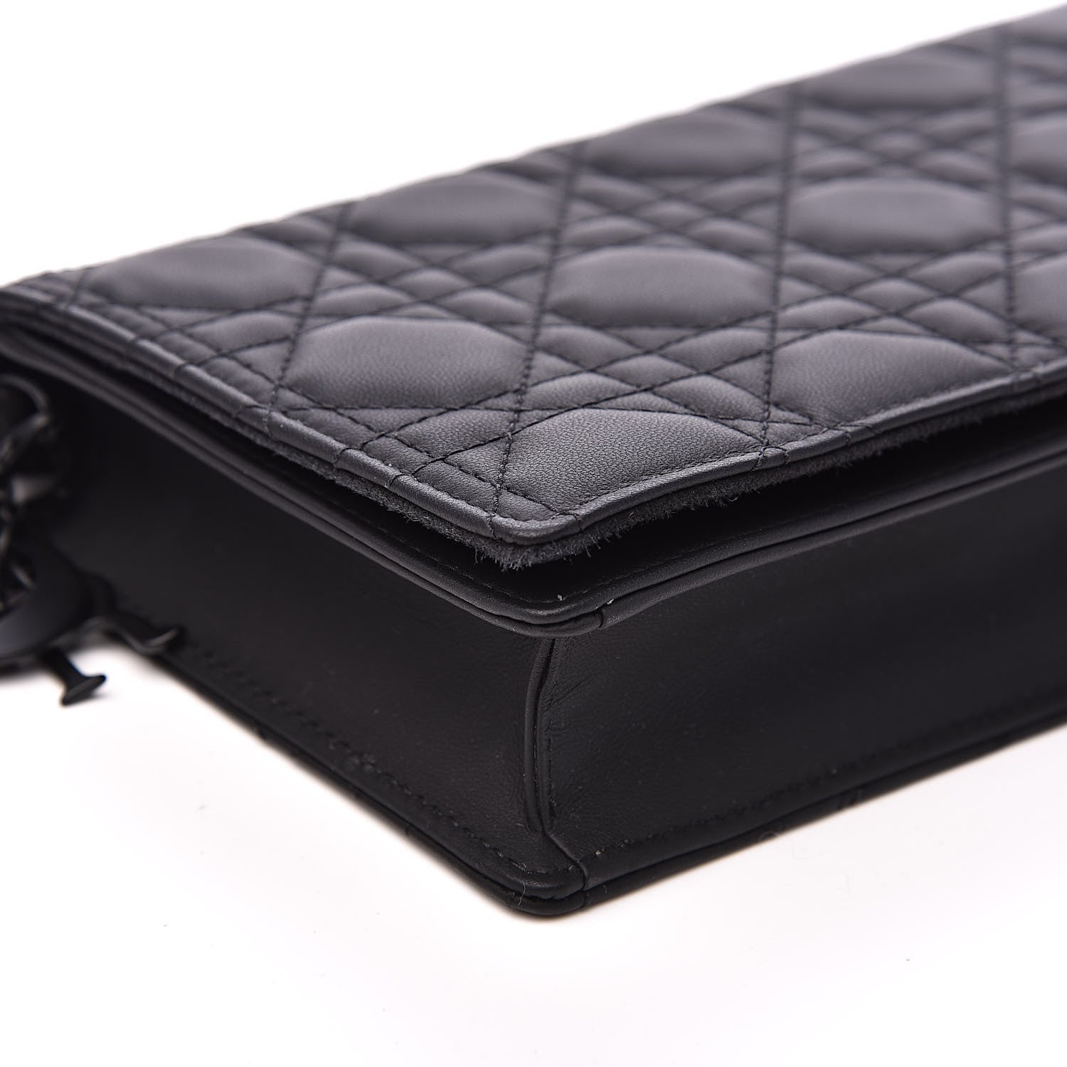 Christian Dior Ultra Matte Calfskin Cannage Lady Dior Clutch Black 7 of 11