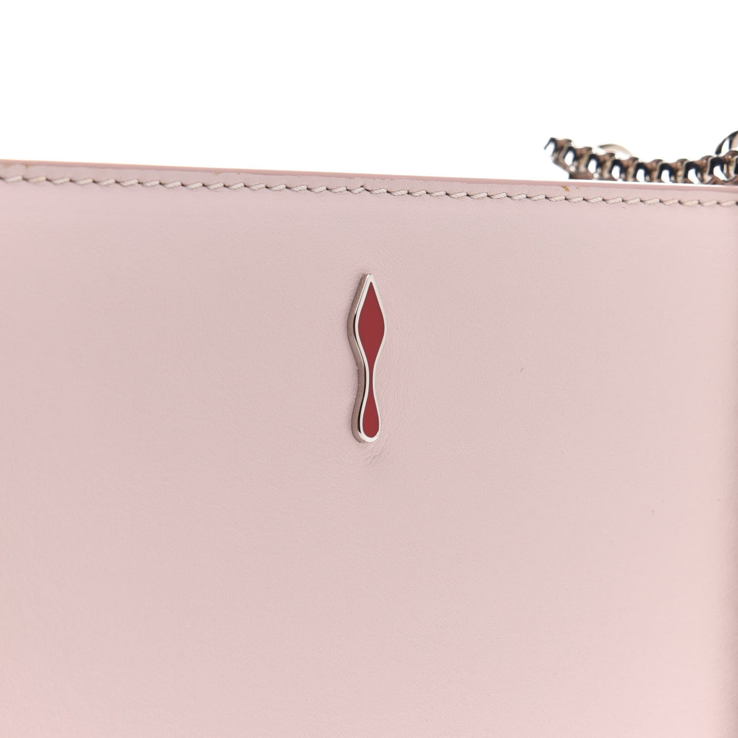 Christian Louboutin Calfskin Small Triloubi Paris Spikes Chain Bag Ballerina Silver 8 of 12