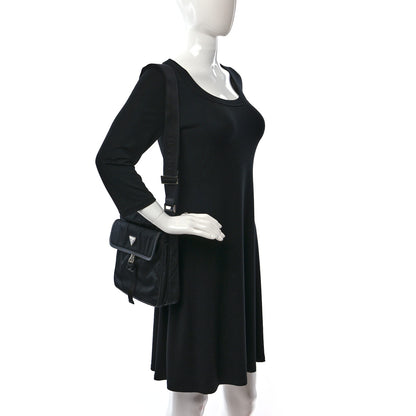 Prada Re-Nylon Saffiano Single Snap Buckle Flap Messenger Bag Black 2 of 9