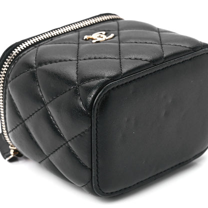 Chanel Lambskin Quilted Mini Pearl Crush Vanity Case With Chain Black 10 of 12